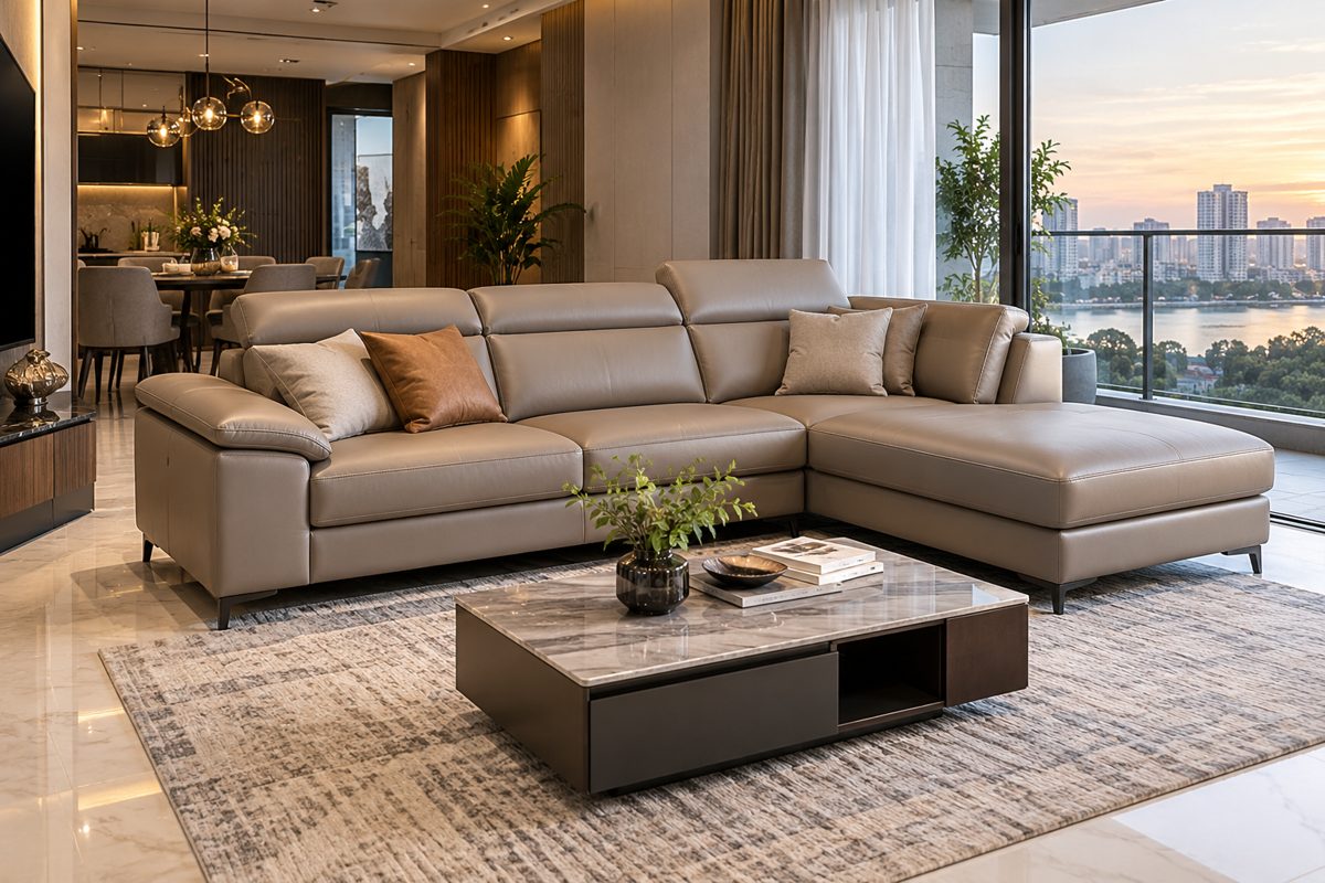Ảnh minh họa AI cho chủ đề sofa góc L cao cấp