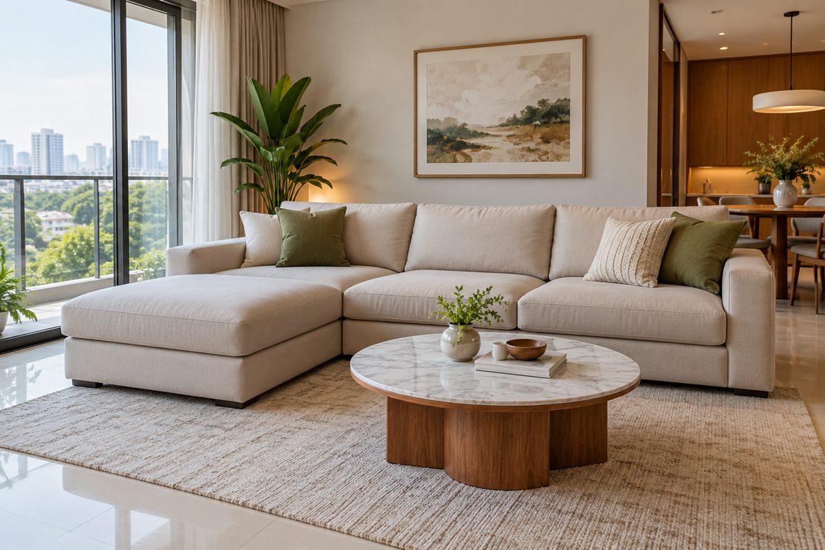 Ảnh minh họa AI cho chủ đề sofa góc trái hay góc phải