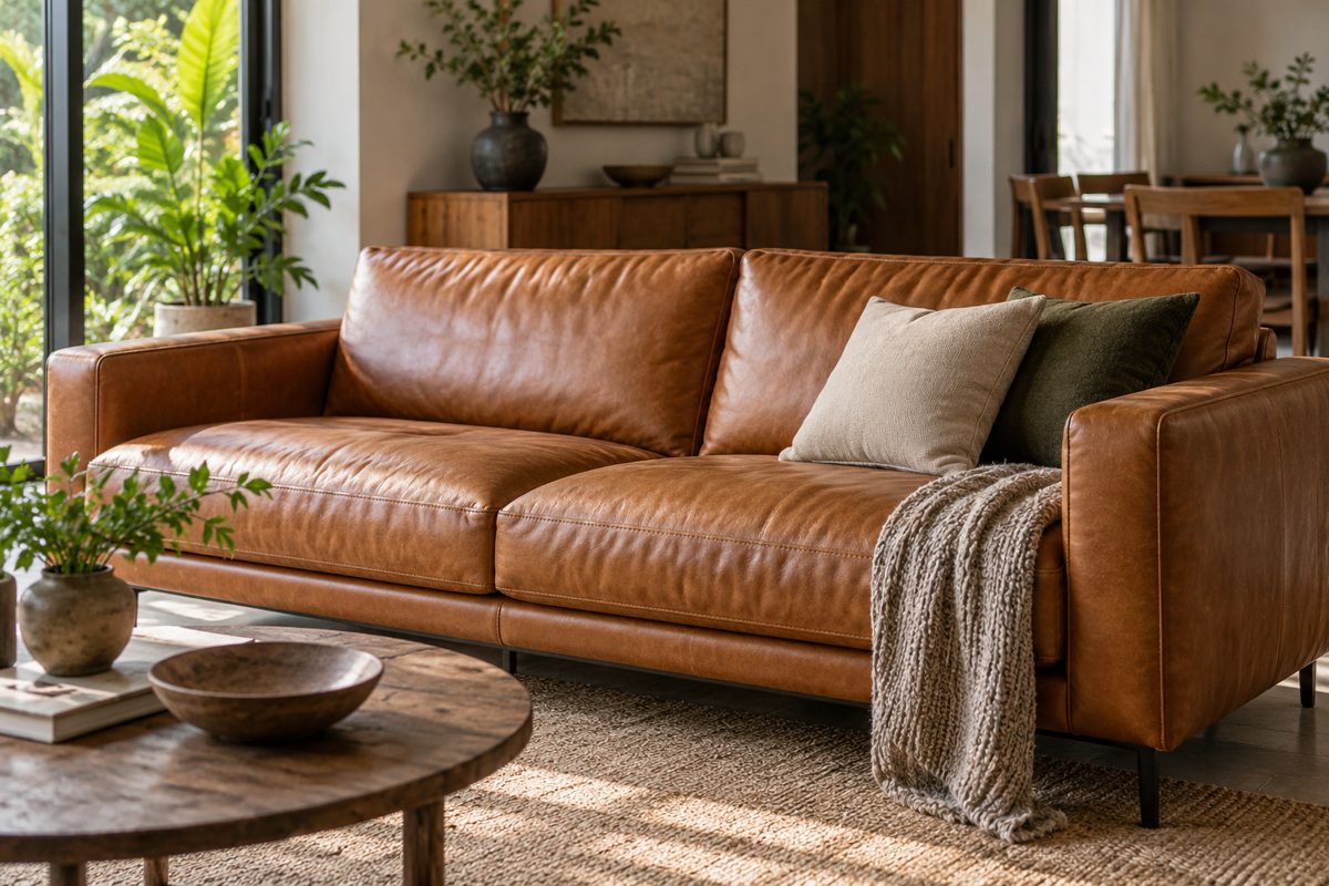 Ảnh minh họa AI cho chủ đề sofa da aniline