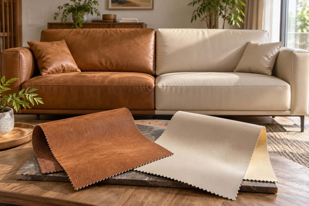Ảnh minh họa AI cho chủ đề sofa da microfiber và da PU