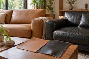 Ảnh minh họa AI cho chủ đề sofa da microfiber và da thật