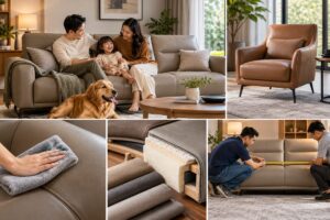 Ảnh minh họa AI cho chủ đề sofa da microfiber có bền không