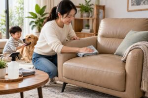 Ảnh minh họa AI cho chủ đề vệ sinh sofa da microfiber