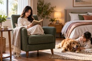 Ảnh minh họa AI cho chủ đề sofa đơn cho phòng ngủ
