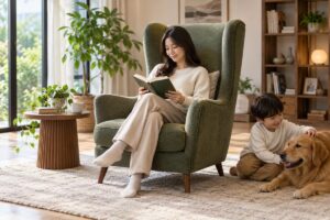 Ảnh minh họa AI cho chủ đề sofa đơn tựa lưng cao