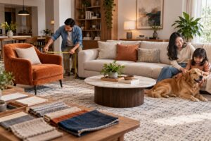 Ảnh minh họa AI cho chủ đề phối sofa đơn với sofa băng