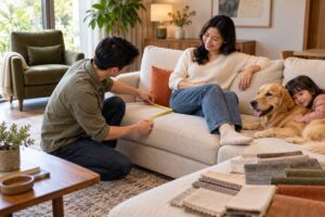 Ảnh minh họa AI cho chủ đề độ sâu mặt ngồi sofa
